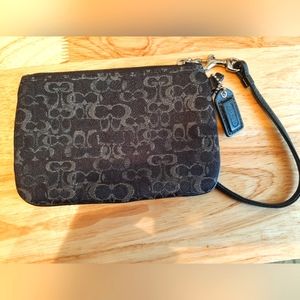 Coach wristlet in black and silver EUC